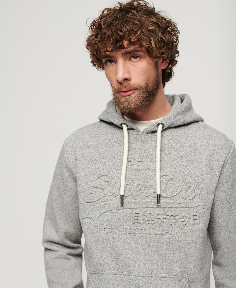 bluza z kapturem z wytłoczonym logo vintage w kolorze jasnoszarym true grit