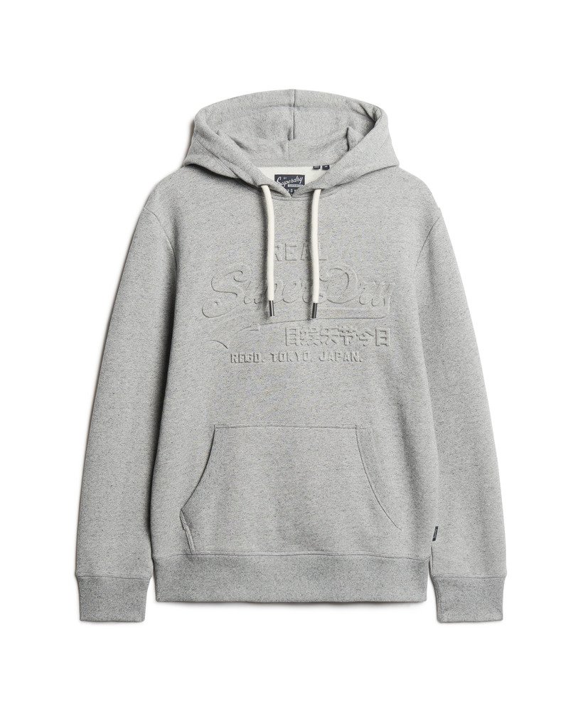 bluza z kapturem z wytłoczonym logo vintage w kolorze jasnoszarym true grit