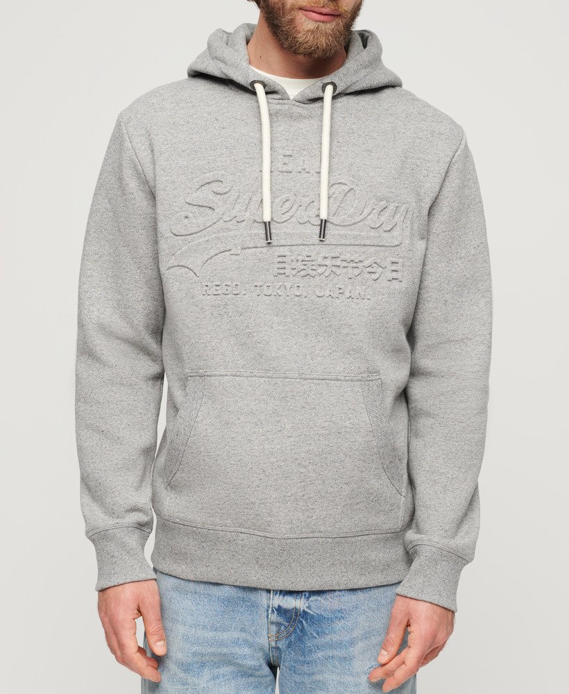 bluza z kapturem z wytłoczonym logo vintage w kolorze jasnoszarym true grit