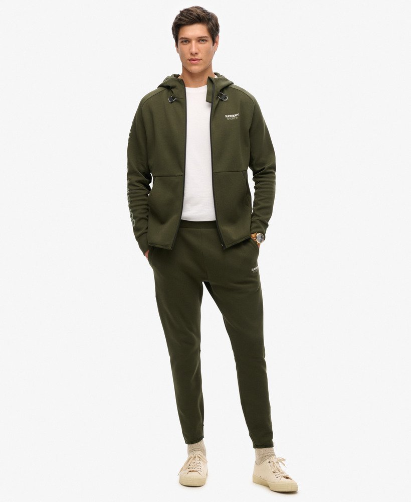 bluza z kapturem sport tech logo loose zip w kolorze army khaki