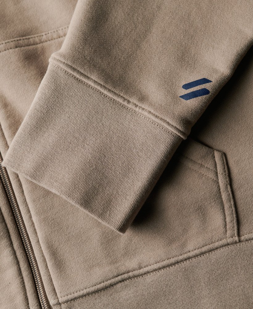 bluza z kapturem i luźnym zamkiem sportswear logo w kolorze głębokiego beżu slub