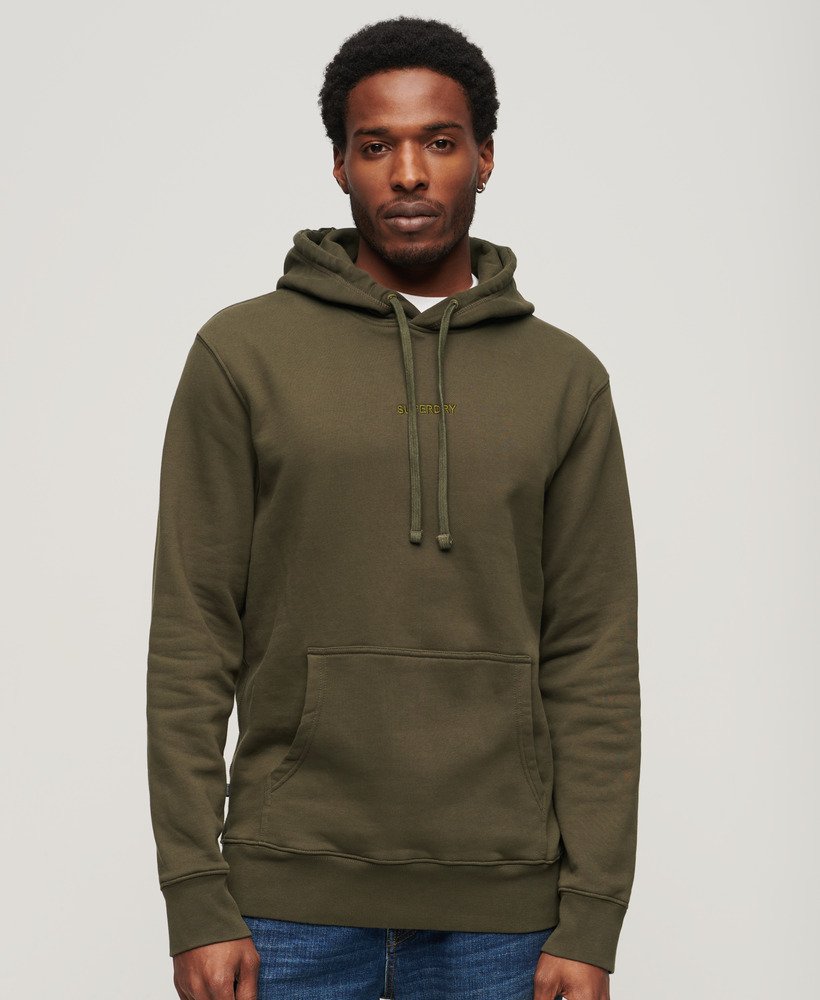luźna bluza z kapturem i nadrukiem micro logo w kolorze khaki