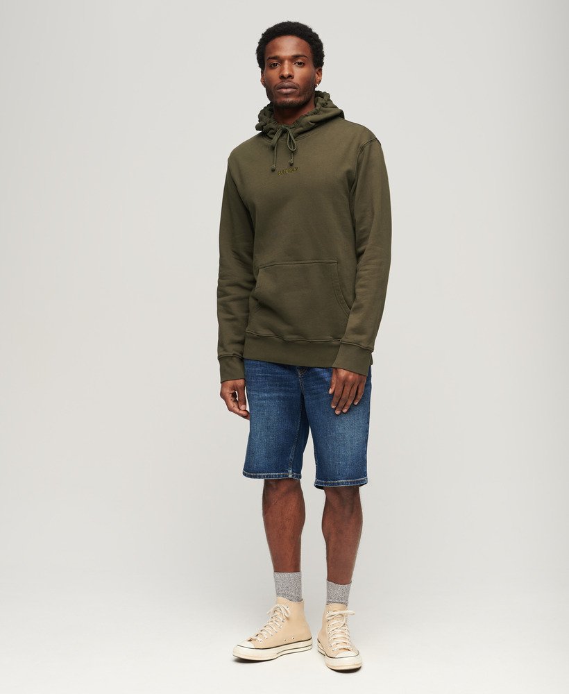 luźna bluza z kapturem i nadrukiem micro logo w kolorze khaki