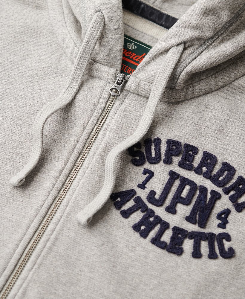 bluza z kapturem vintage athletic na zamek w kolorze jasnoszarym melanżowym