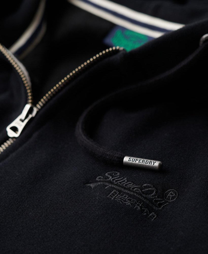bluza z kapturem essential logo zapinana na zamek w kolorze czarnym