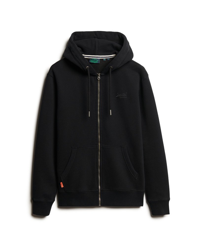 bluza z kapturem essential logo zapinana na zamek w kolorze czarnym