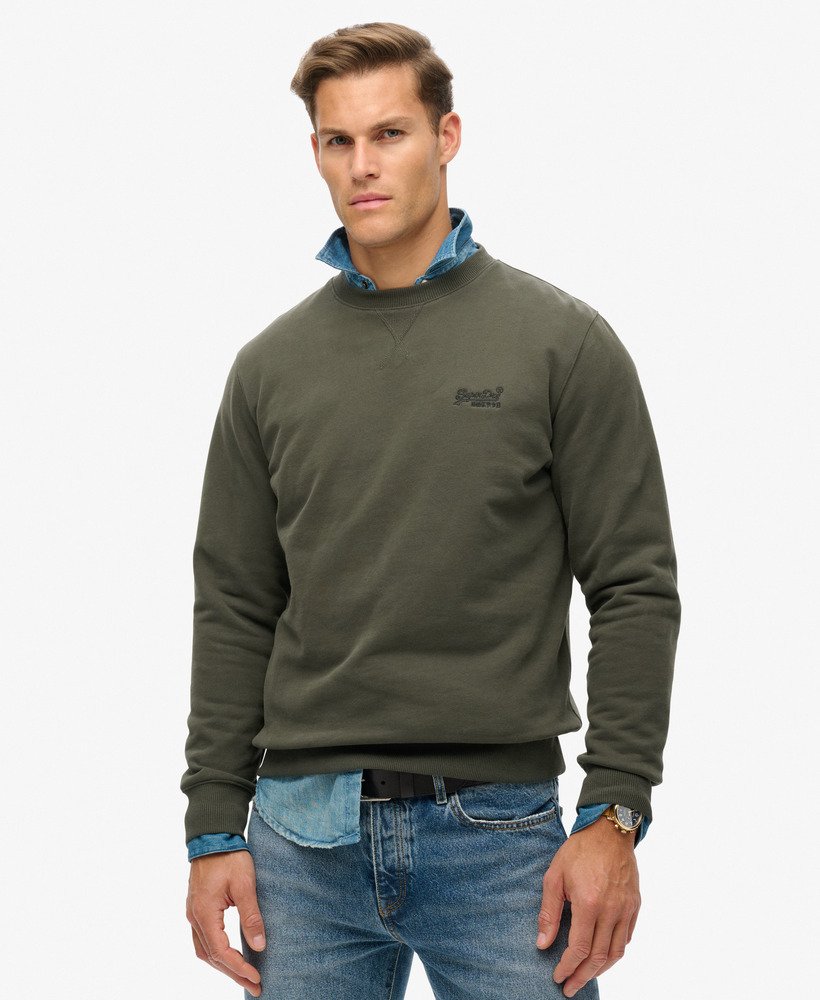 bluza essential logo crew w kolorze ciemnoszarym i zielonym
