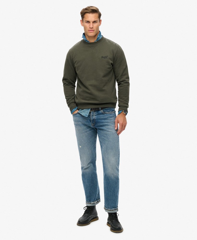bluza essential logo crew w kolorze ciemnoszarym i zielonym