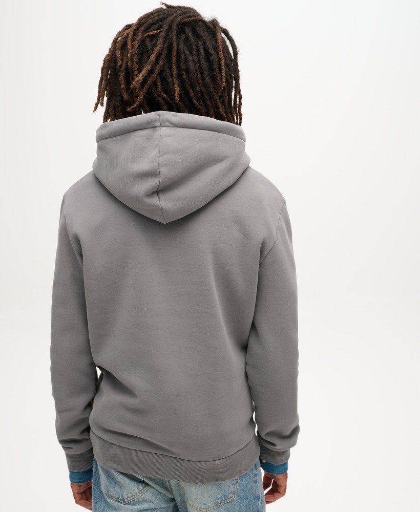 bluza z kapturem z nadrukiem flocked fade w kolorze mid grey
