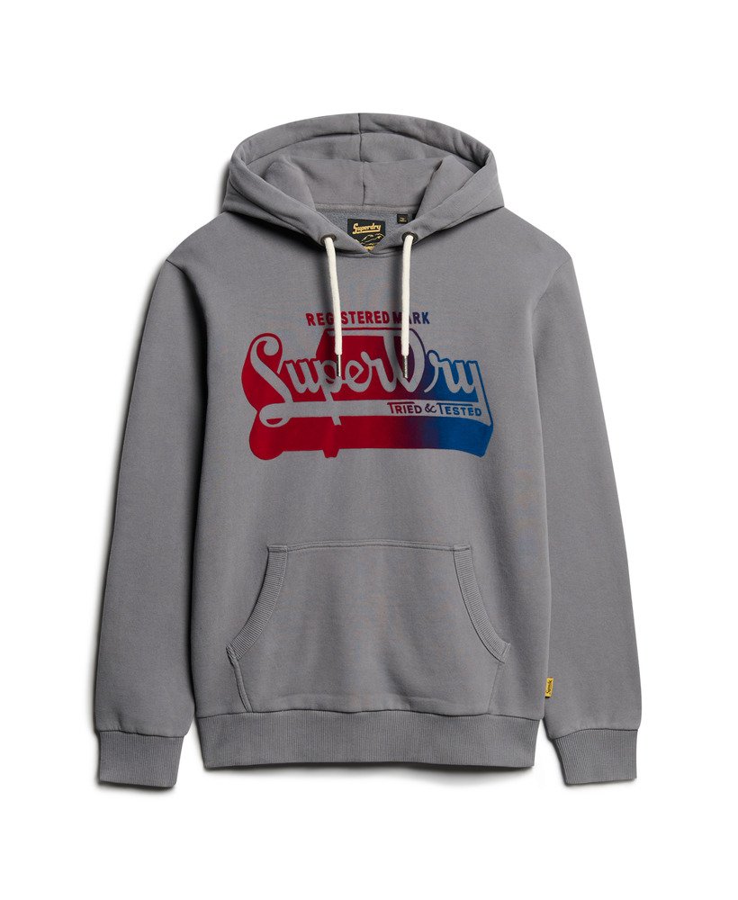 bluza z kapturem z nadrukiem flocked fade w kolorze mid grey