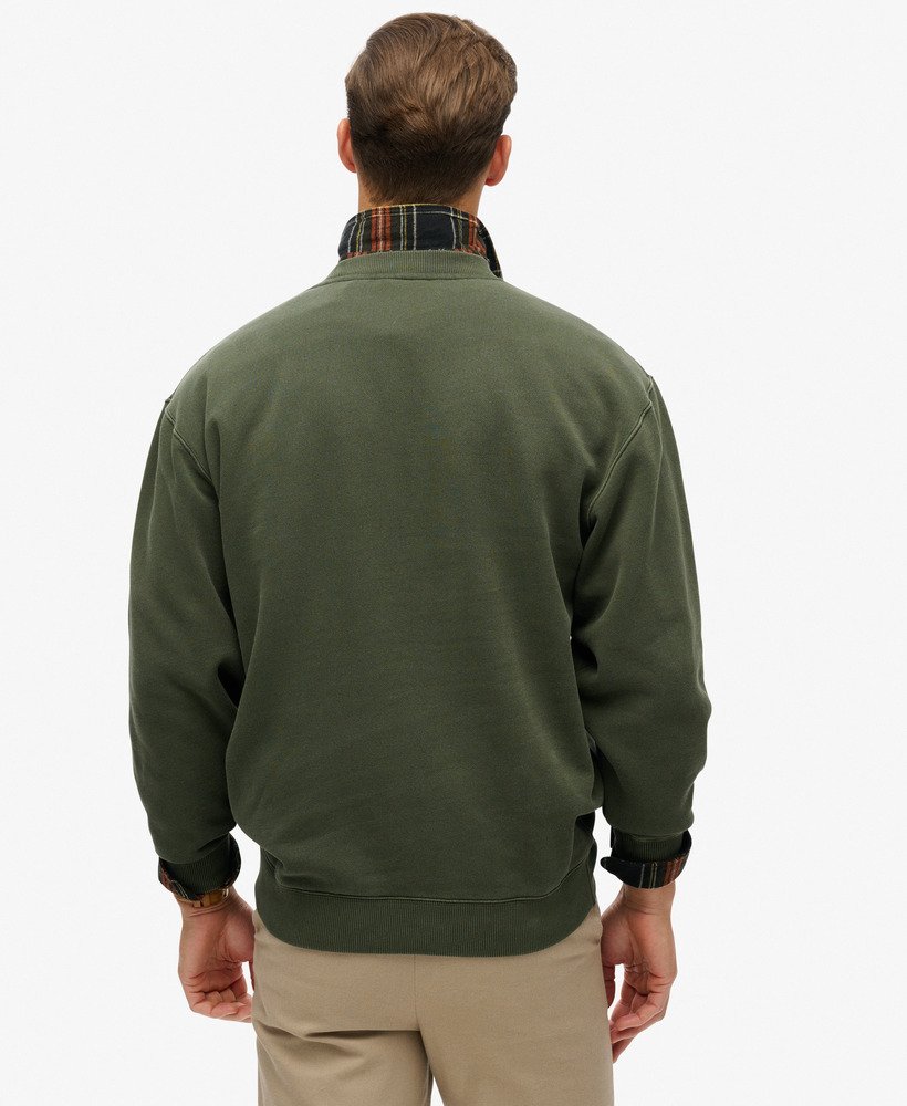 luźna bluza z okrągłym dekoltem i nadrukiem micro logo w kolorze army khaki