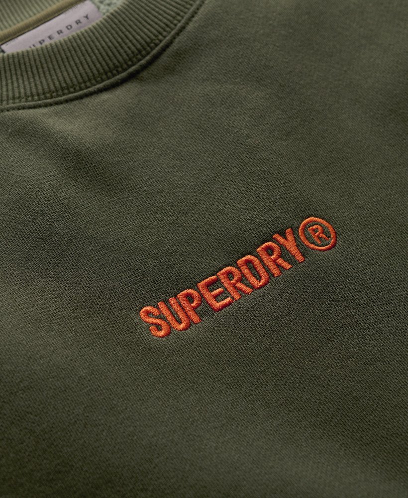 luźna bluza z okrągłym dekoltem i nadrukiem micro logo w kolorze army khaki
