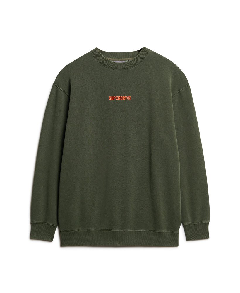 luźna bluza z okrągłym dekoltem i nadrukiem micro logo w kolorze army khaki