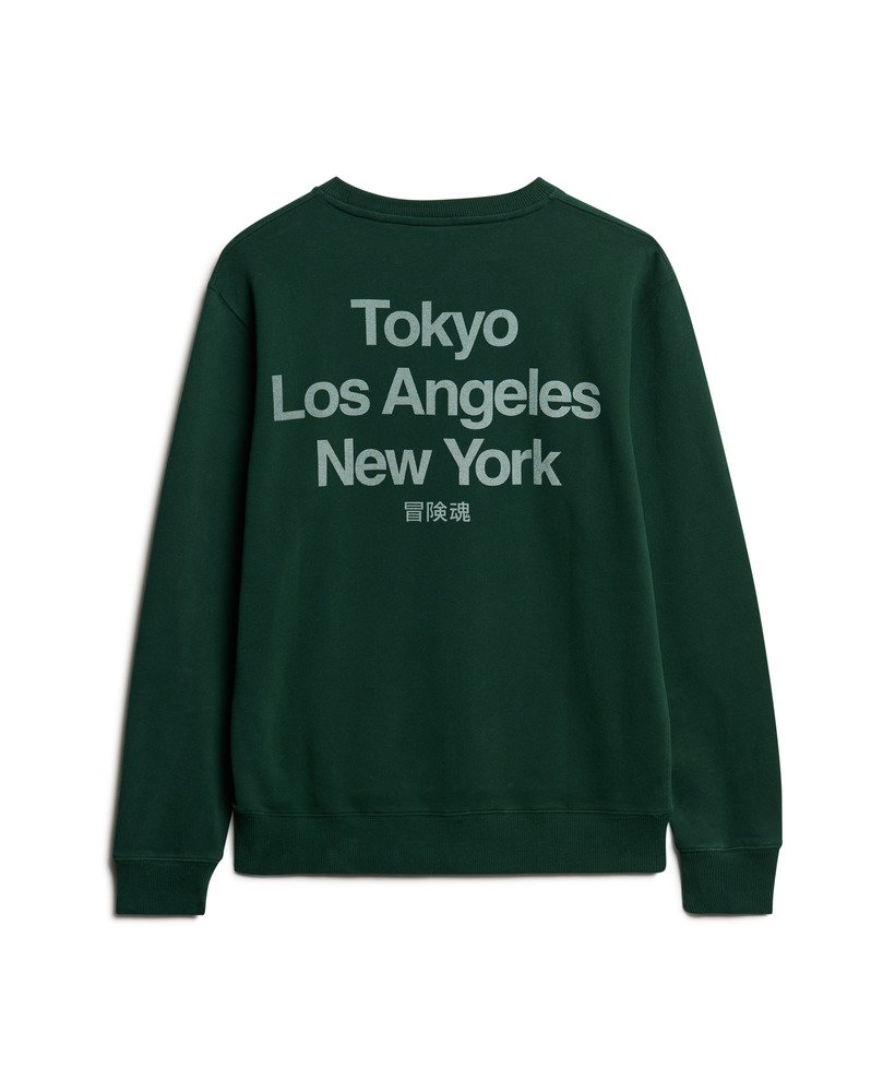 bluza z kapturem core logo city loose crew w kolorze emaliowanej zieleni