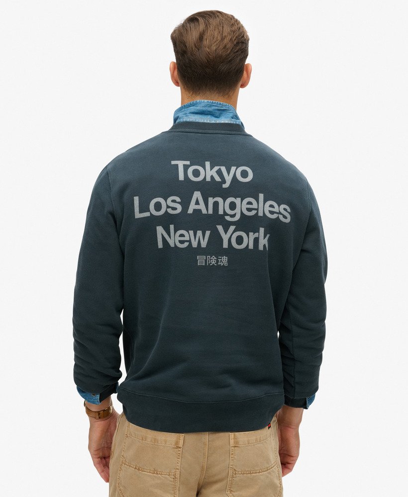 bluza z kapturem core logo city loose crew w kolorze blueberry
