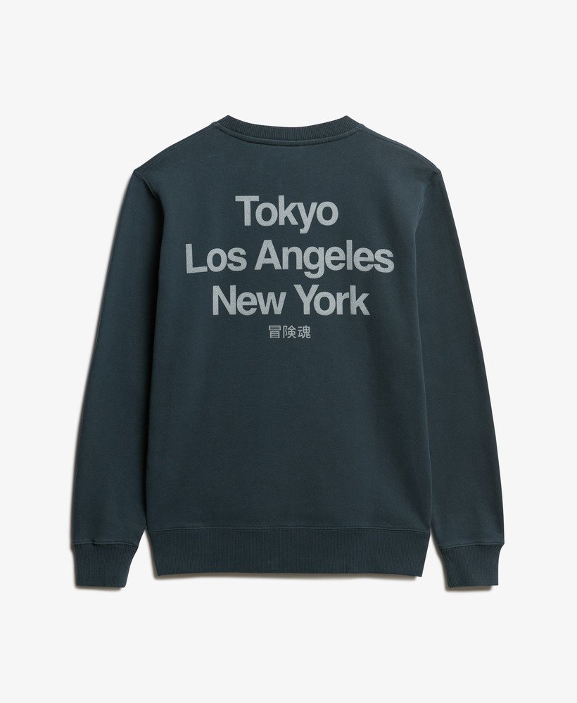 bluza z kapturem core logo city loose crew w kolorze blueberry