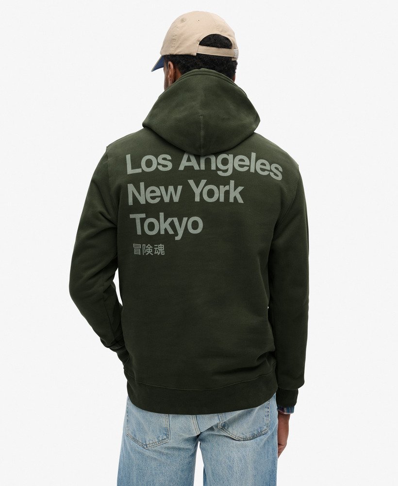bluza z kapturem core logo city loose fit w kolorze army khaki