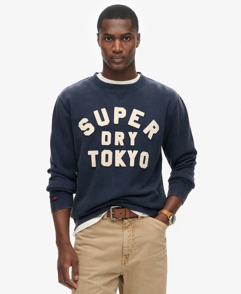 bluza sportowa vintage z okrągłym dekoltem w kolorze rich navy