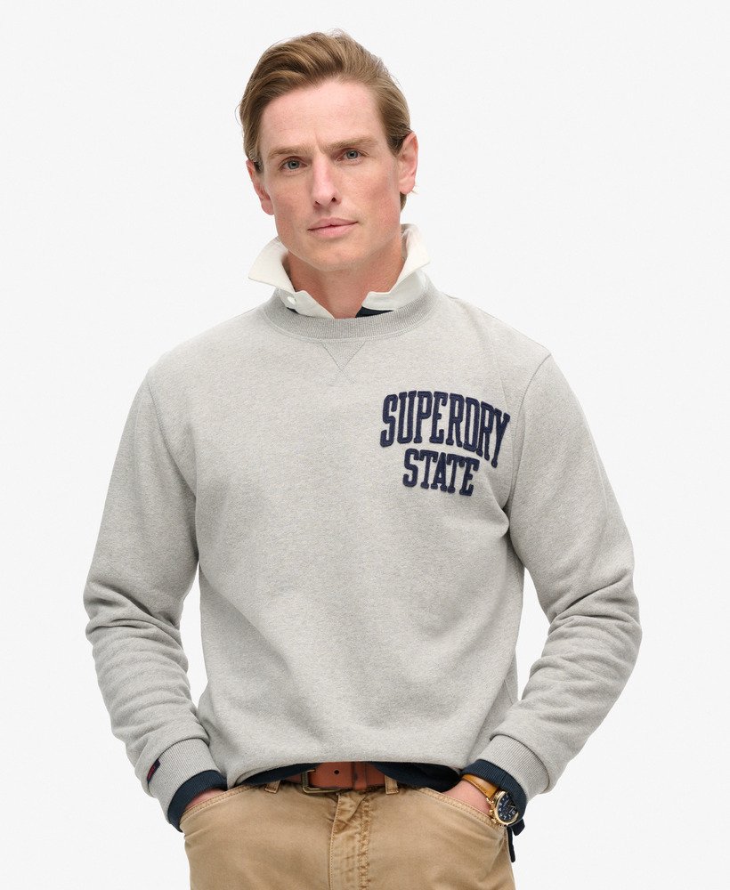 bluza sportowa vintage z okrągłym dekoltem w kolorze jasnoszarym melanżowym