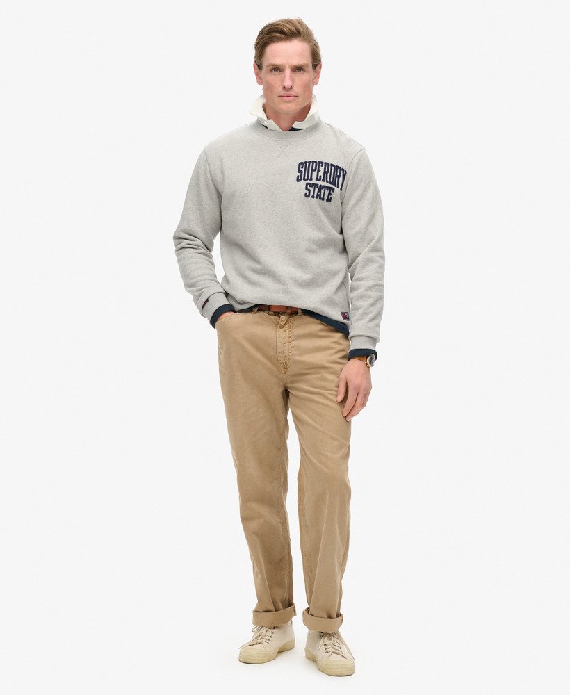 bluza sportowa vintage z okrągłym dekoltem w kolorze jasnoszarym melanżowym