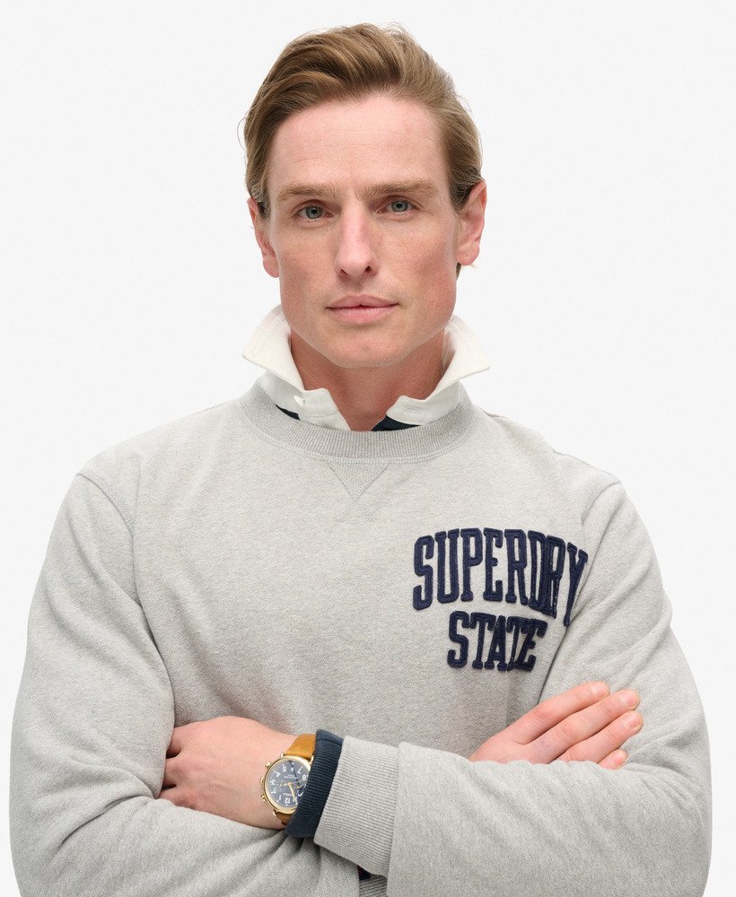 bluza sportowa vintage z okrągłym dekoltem w kolorze jasnoszarym melanżowym