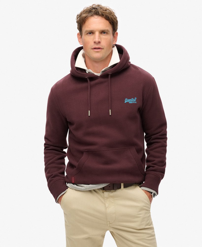 bluza z kapturem essential logo w kolorze głębokiego burgunda