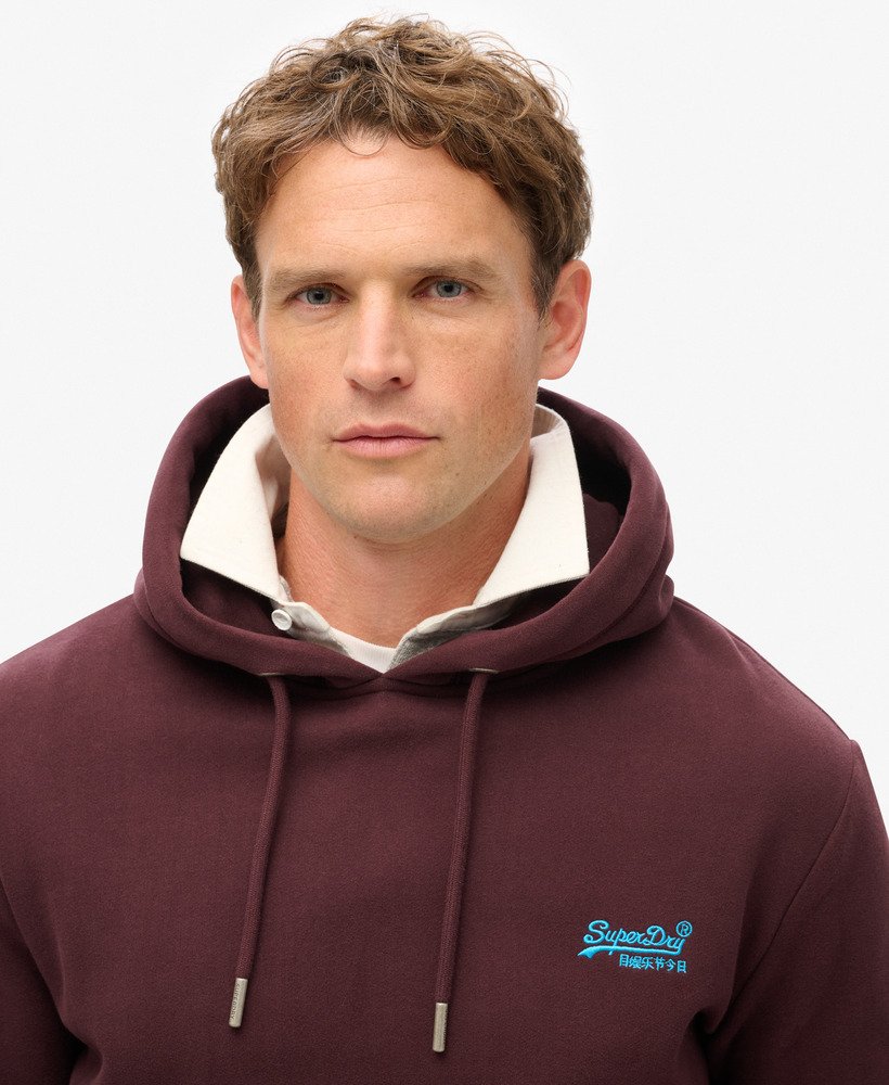 bluza z kapturem essential logo w kolorze głębokiego burgunda