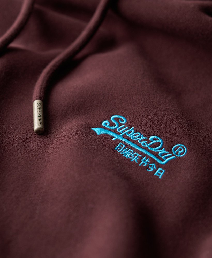bluza z kapturem essential logo w kolorze głębokiego burgunda
