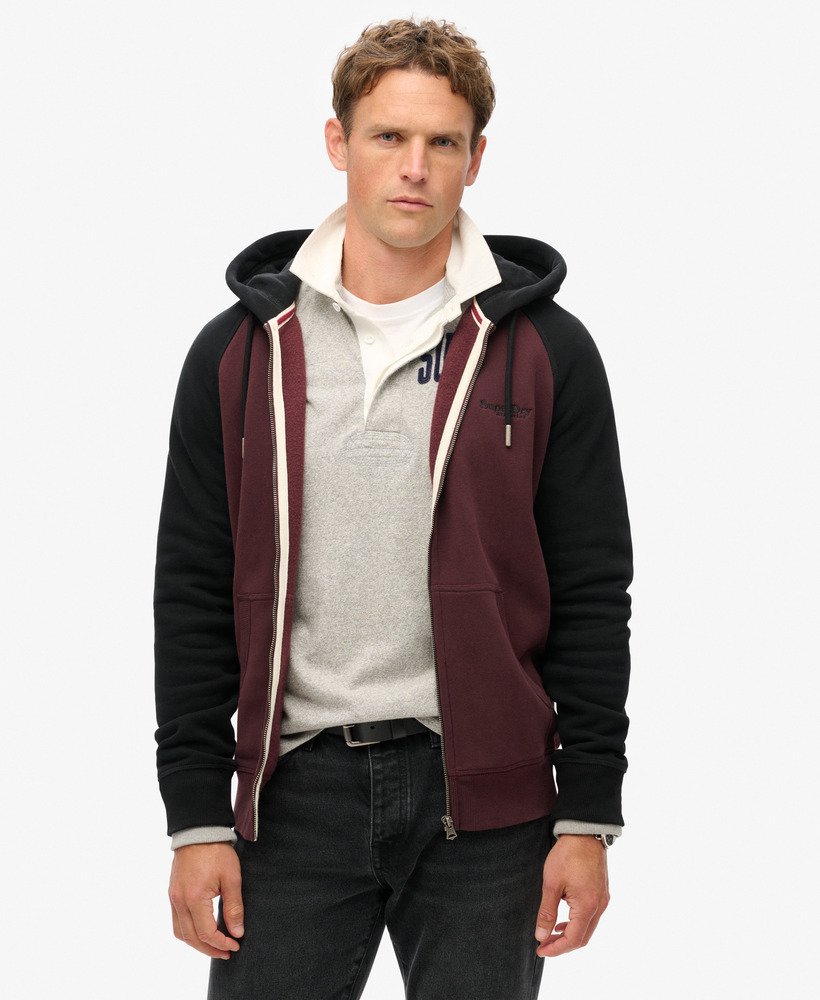 bluza z kapturem essential baseball zip w kolorze głębokiego burgundaczarnego
