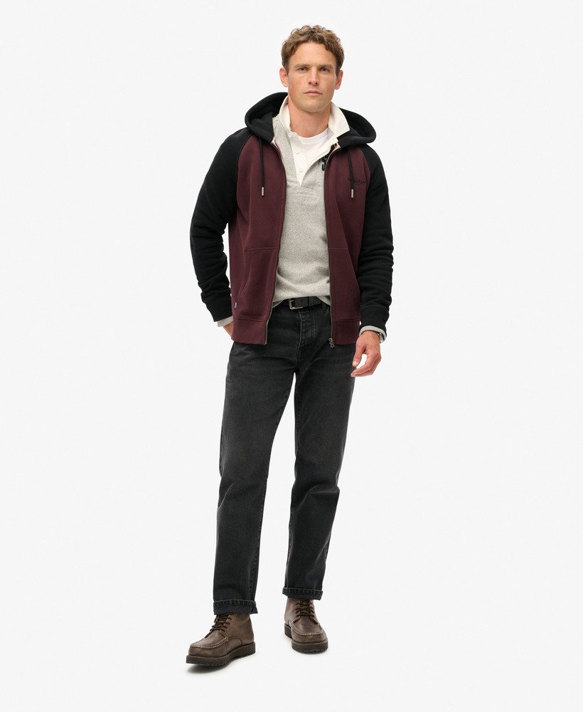 bluza z kapturem essential baseball zip w kolorze głębokiego burgundaczarnego