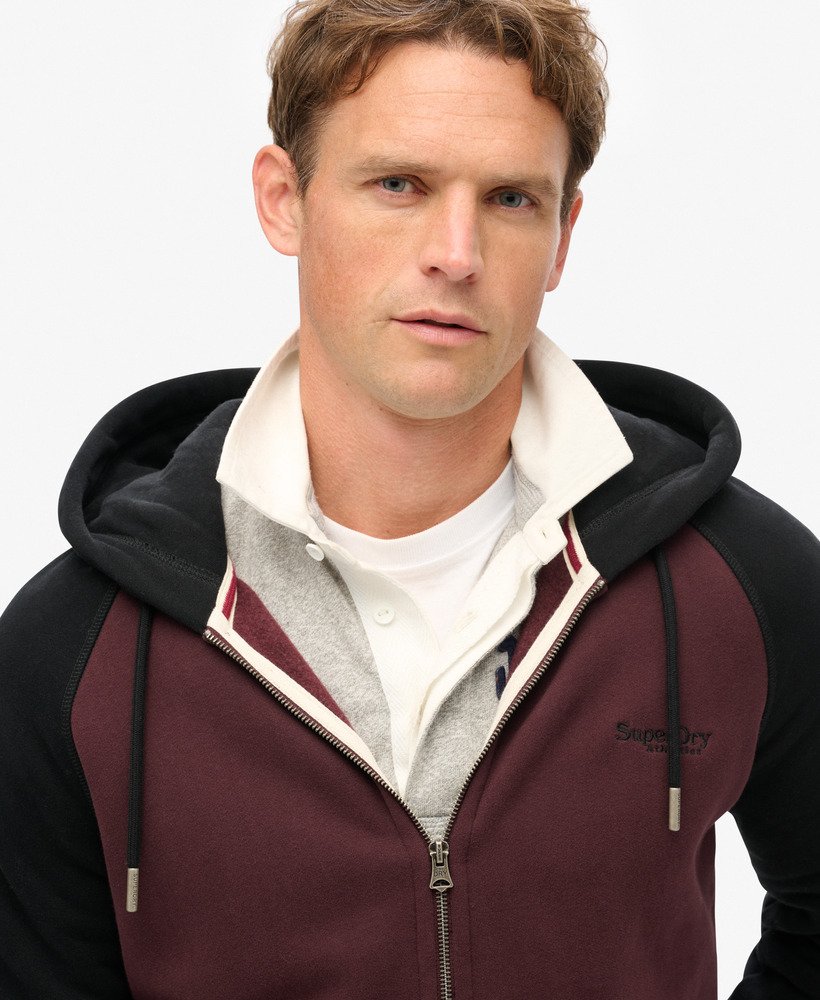 bluza z kapturem essential baseball zip w kolorze głębokiego burgundaczarnego
