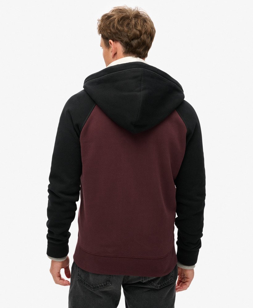 bluza z kapturem essential baseball zip w kolorze głębokiego burgundaczarnego