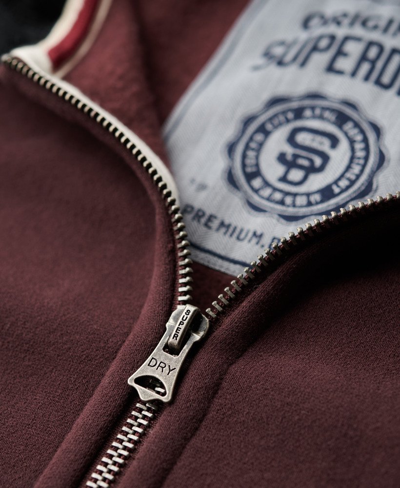 bluza z kapturem essential baseball zip w kolorze głębokiego burgundaczarnego