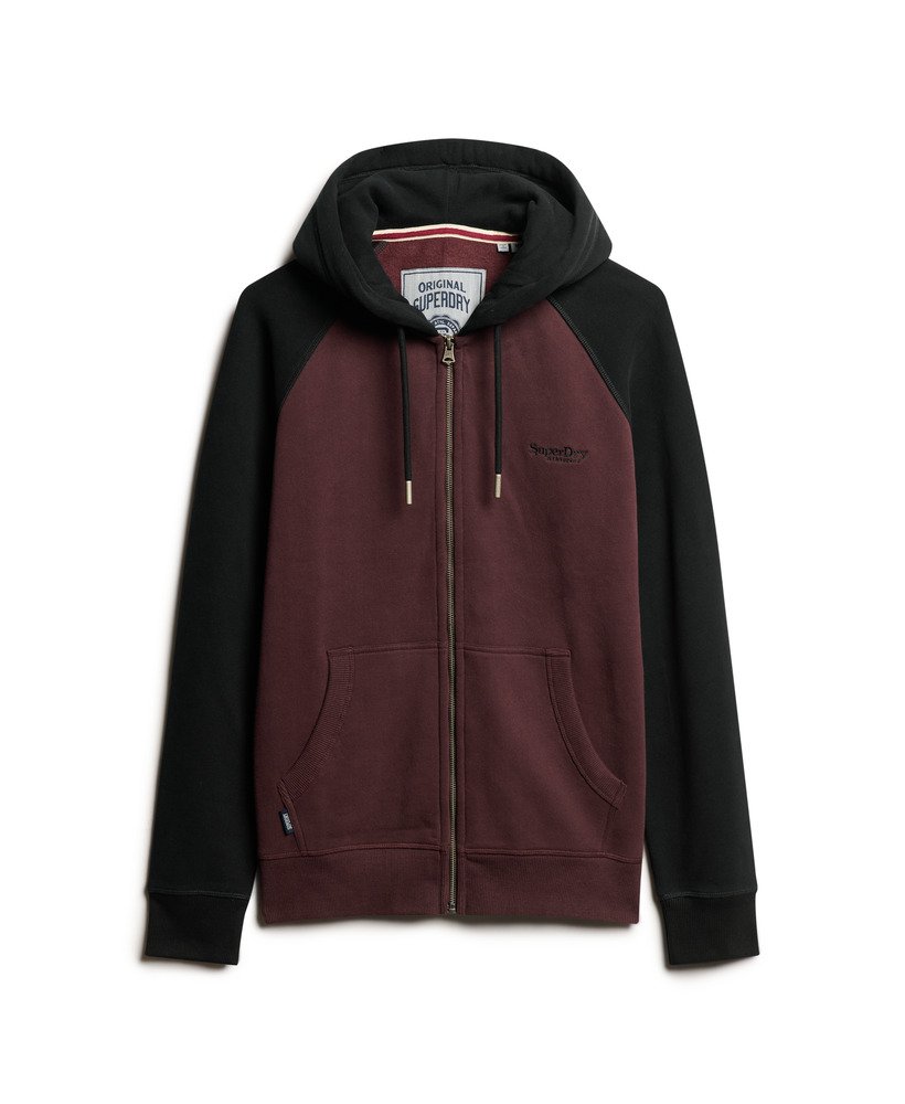 bluza z kapturem essential baseball zip w kolorze głębokiego burgundaczarnego
