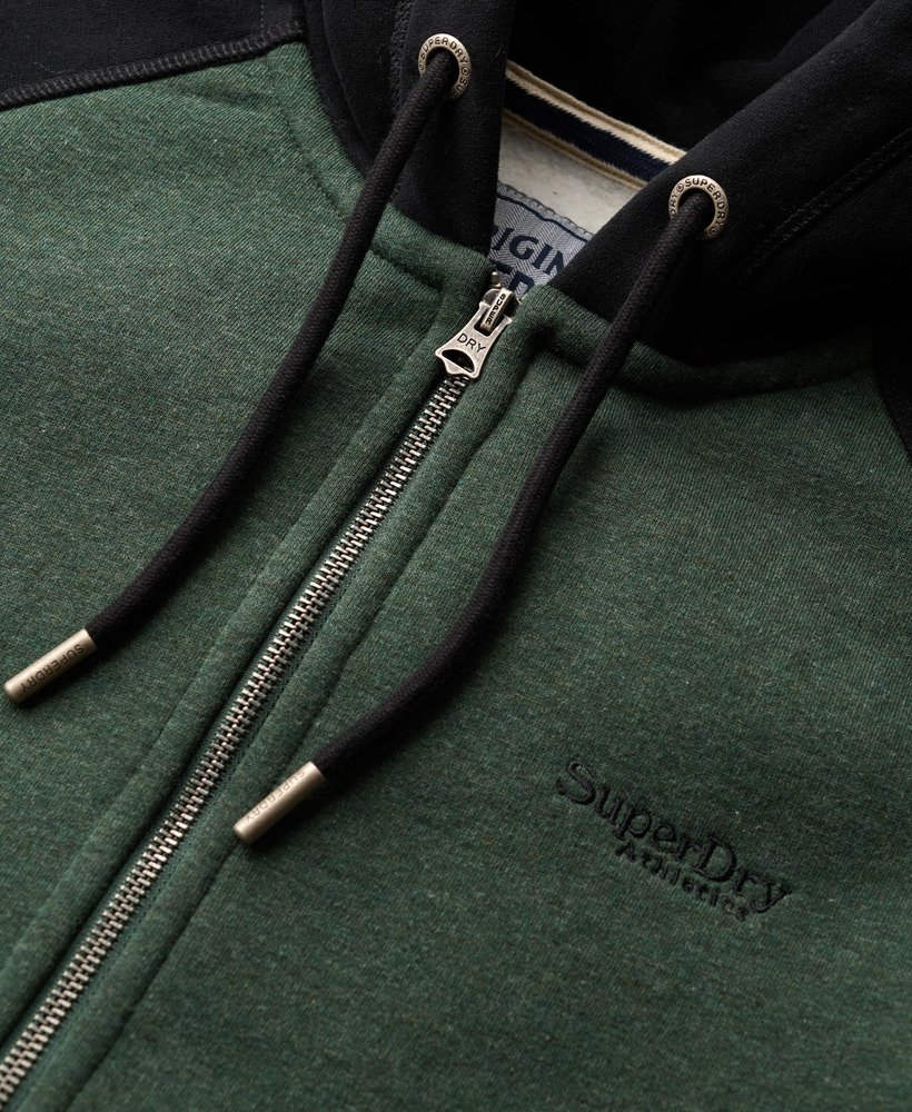 bluza z kapturem essential baseball na zamek w kolorze głębokiej leśnej zieleni marlczarny