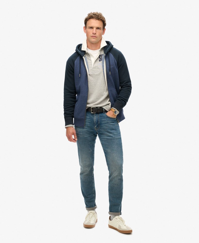 bluza z kapturem essential baseball zip w kolorze heritage navy marleclipse navy