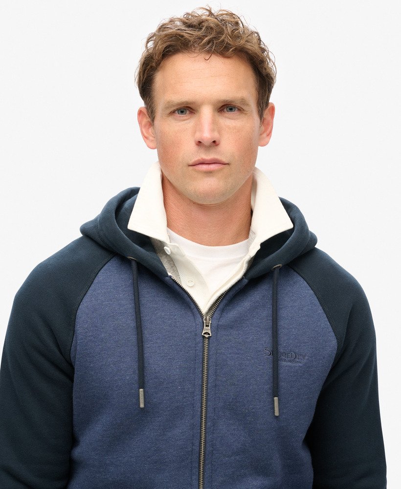 bluza z kapturem essential baseball zip w kolorze heritage navy marleclipse navy
