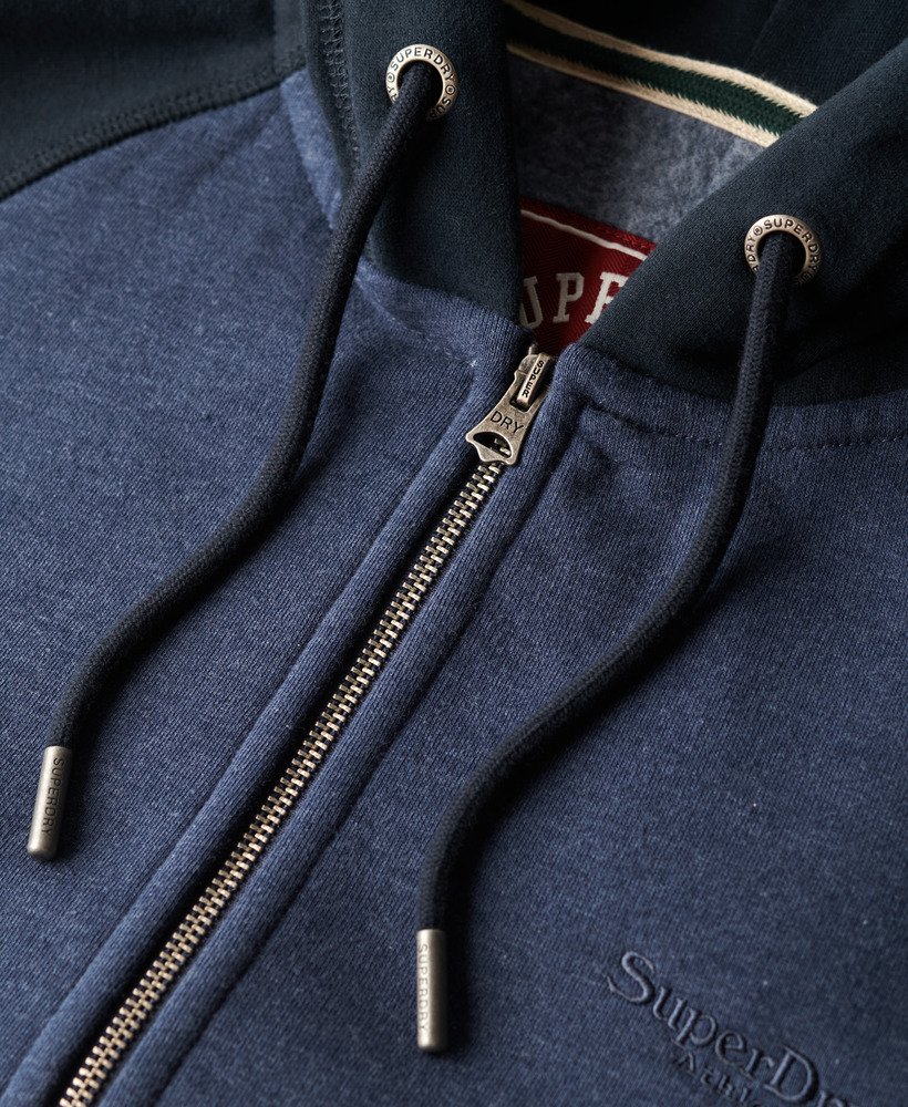 bluza z kapturem essential baseball zip w kolorze heritage navy marleclipse navy