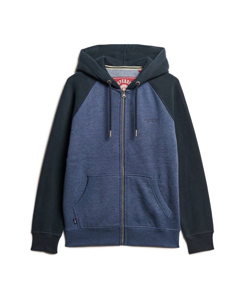 bluza z kapturem essential baseball zip w kolorze heritage navy marleclipse navy