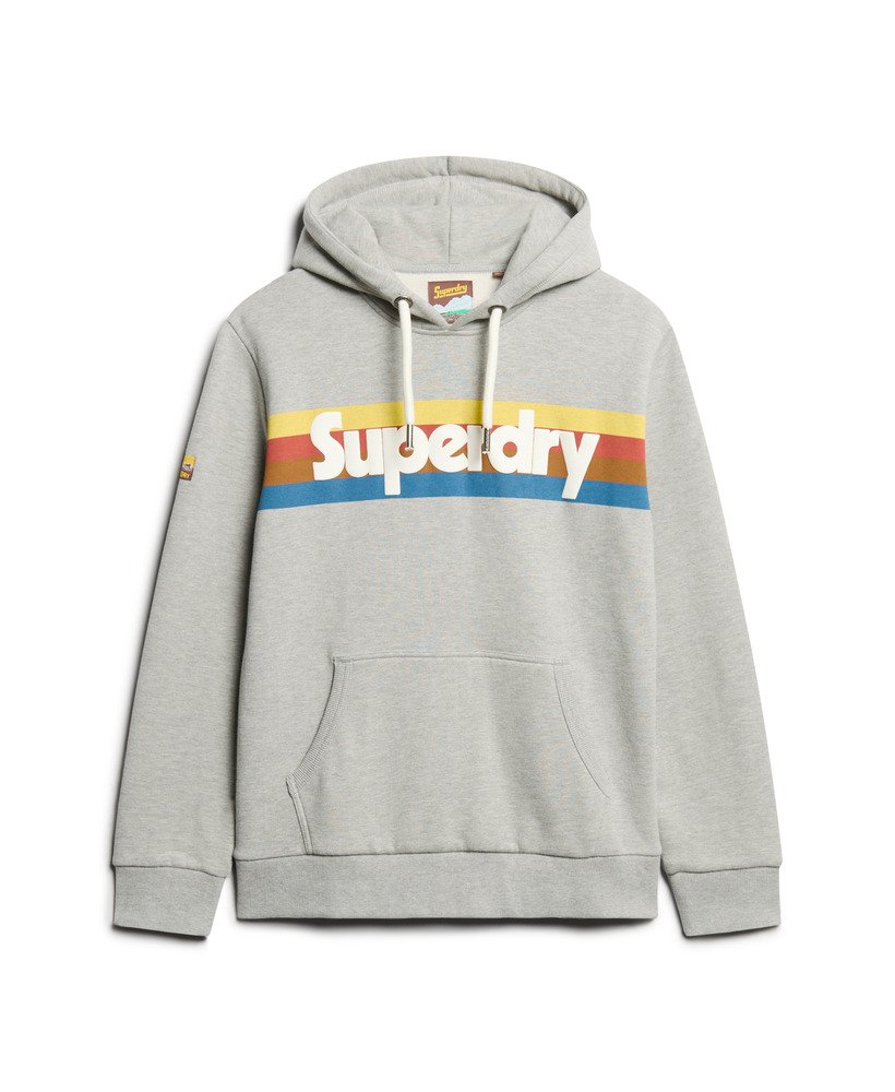 bluza z kapturem w paski retro z logo w kolorze szary melanż