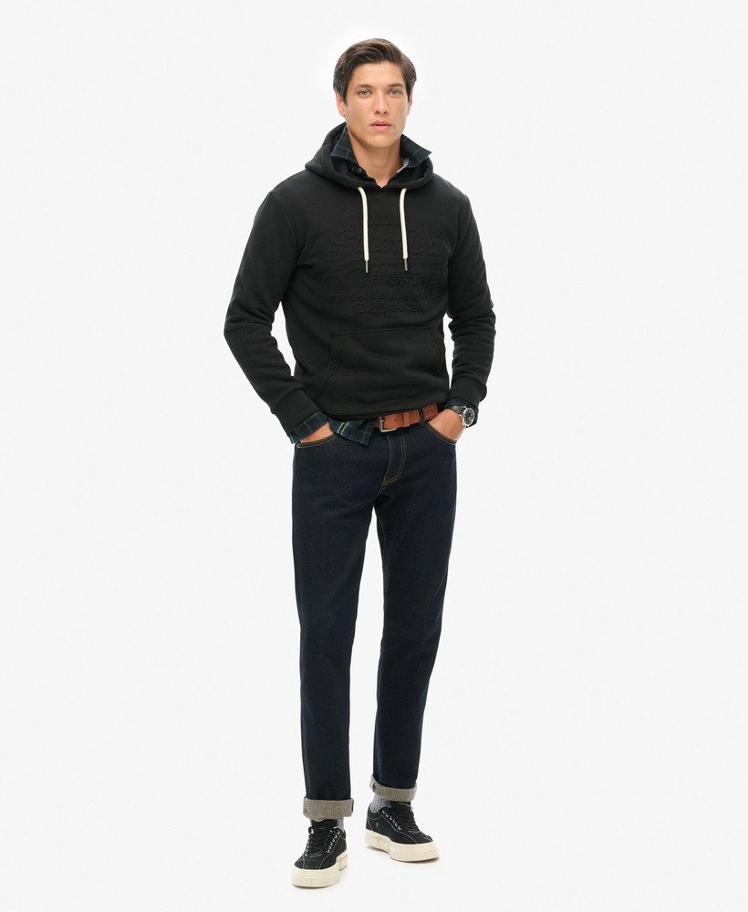 bluza z kapturem z wytłoczoną grafiką w kolorze jet black