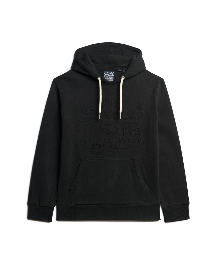 bluza z kapturem z wytłoczoną grafiką w kolorze jet black