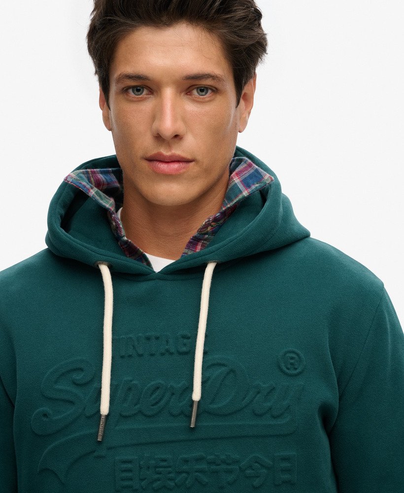 bluza z kapturem z wytłoczoną grafiką w kolorze furnace green