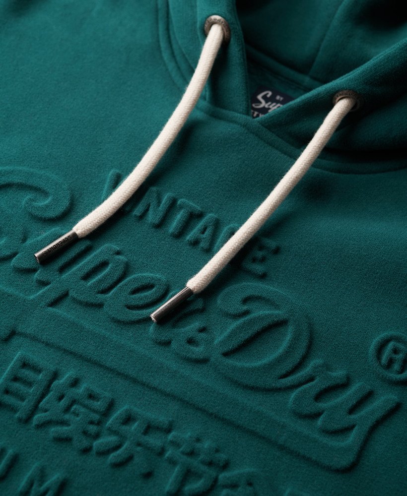 bluza z kapturem z wytłoczoną grafiką w kolorze furnace green