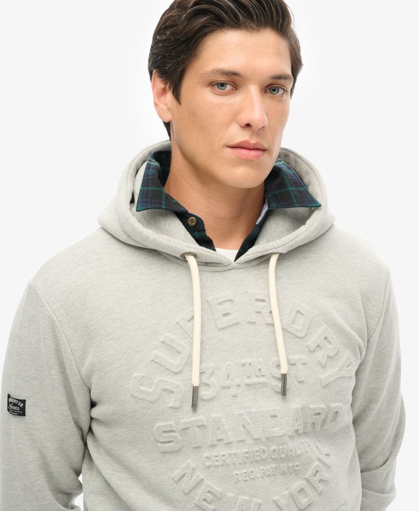 bluza z kapturem z wytłoczonym logo w kolorze pumeksu beżowo-marlowym