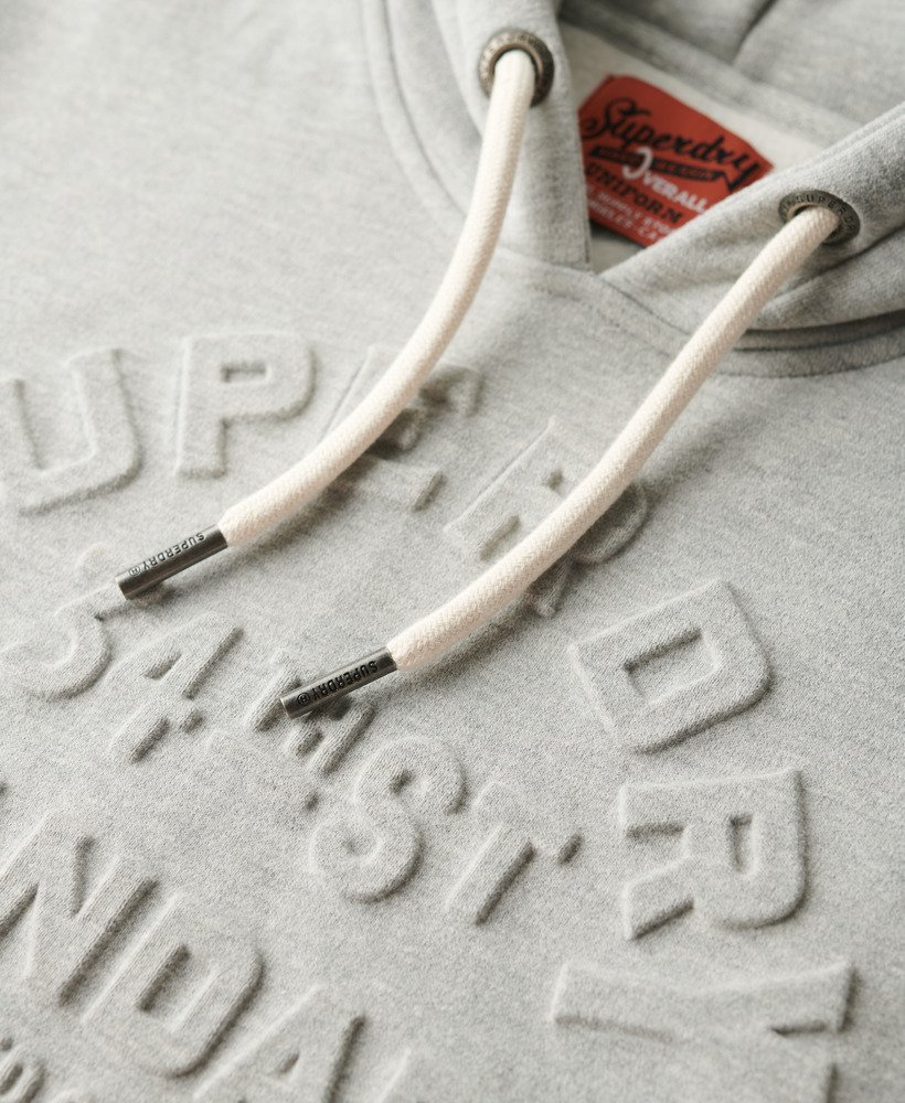bluza z kapturem z wytłoczonym logo w kolorze pumeksu beżowo-marlowym