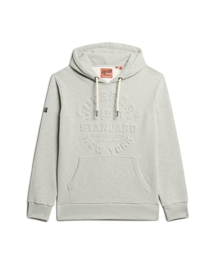 bluza z kapturem z wytłoczonym logo w kolorze pumeksu beżowo-marlowym