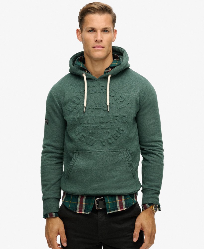 bluza z kapturem z wytłoczonym logo w kolorze buck green marl