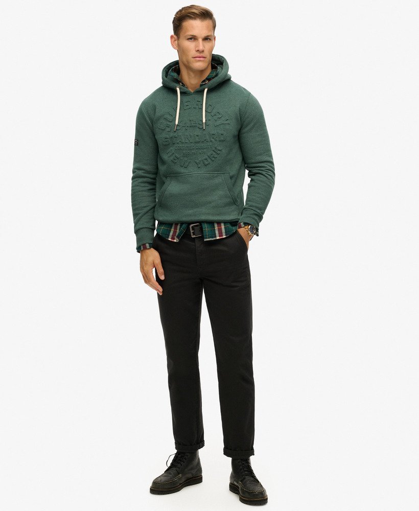 bluza z kapturem z wytłoczonym logo w kolorze buck green marl
