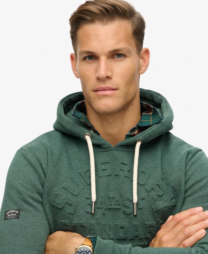 bluza z kapturem z wytłoczonym logo w kolorze buck green marl